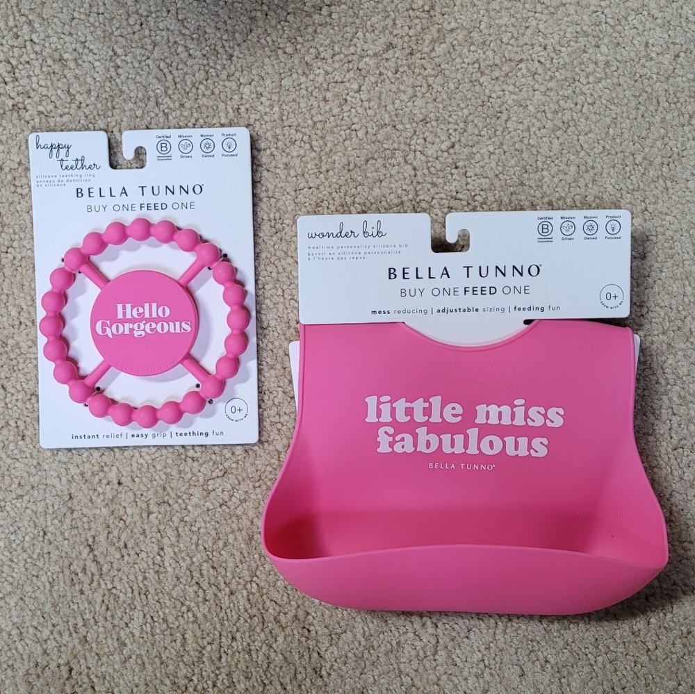 Bella Tunno Hot Pink Teething and Bib Set